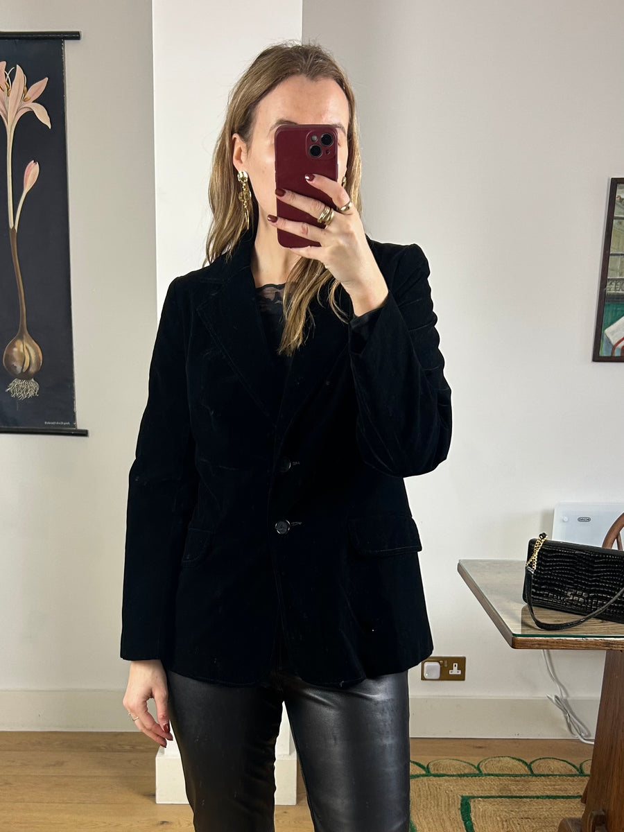 Black Velvet Blazer - S
