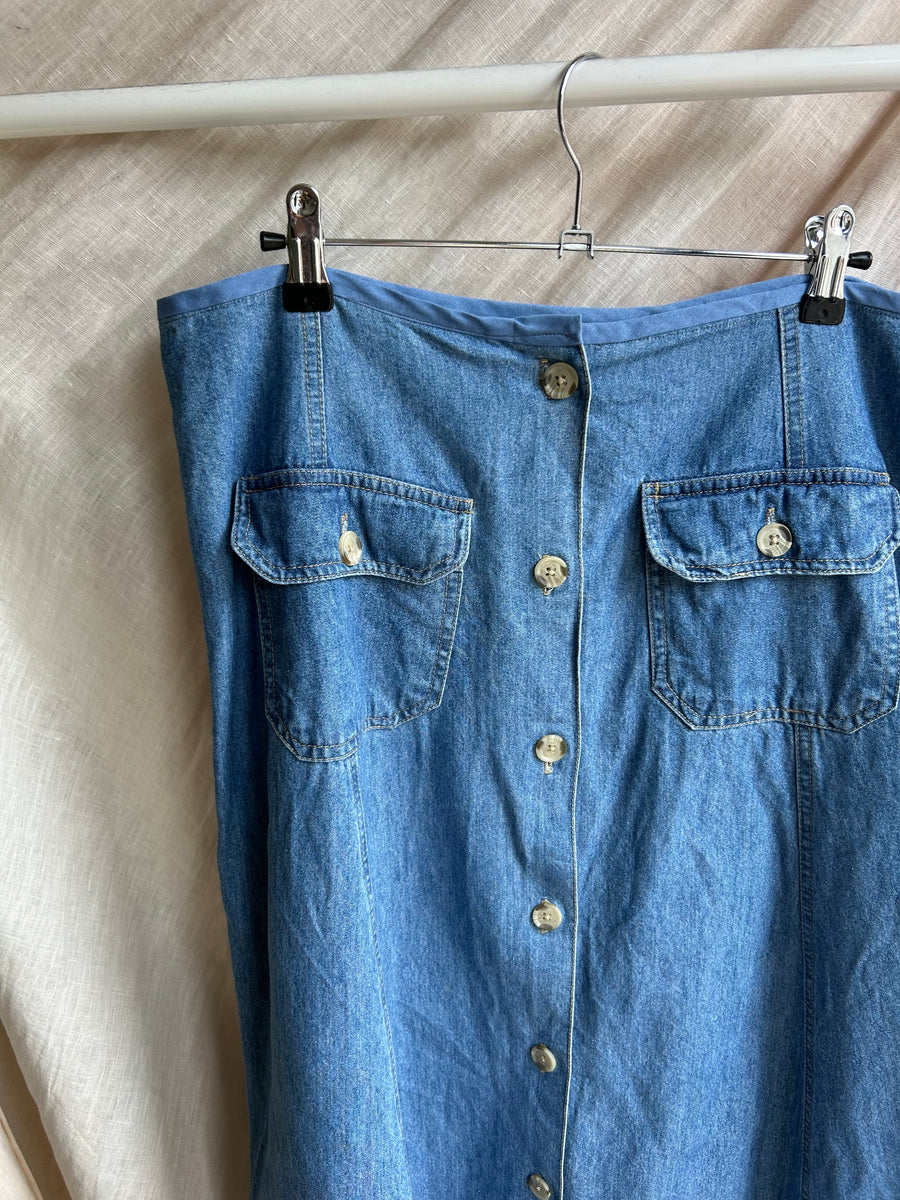 Denim Button-Down Skirt - UK 16
