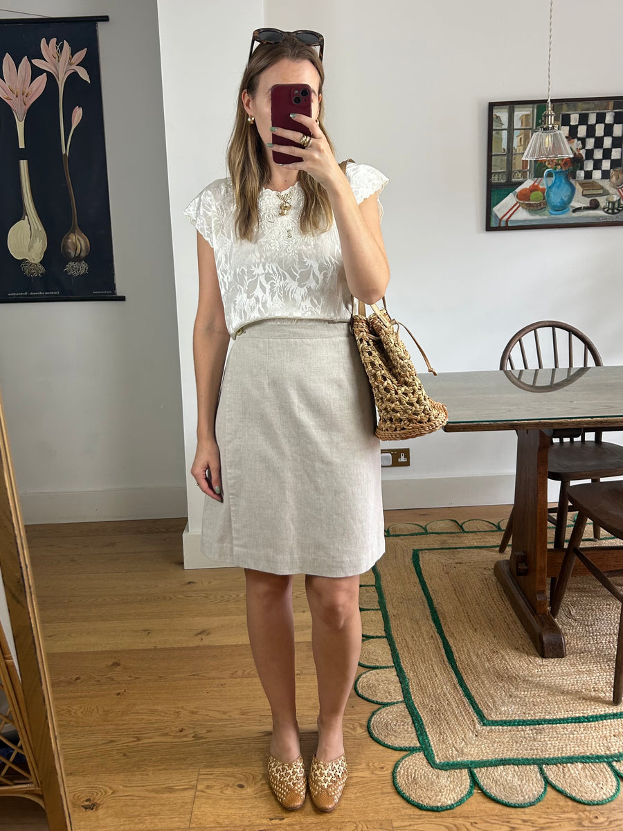 Beige Wrap Mini Skirt - UK 12