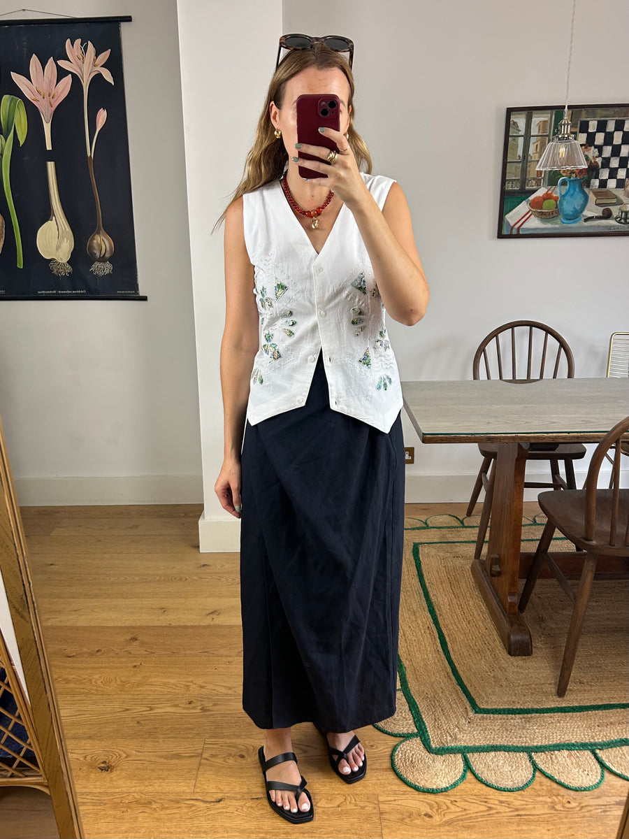 White Applique Waistcoat - M