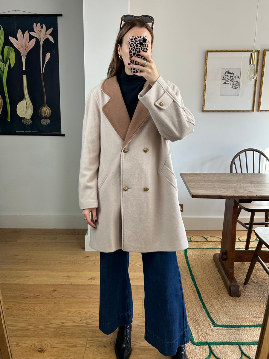Beige Wool Coat - M