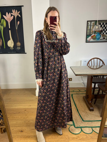 Dark Floral Prairie Dress - UK 10-14