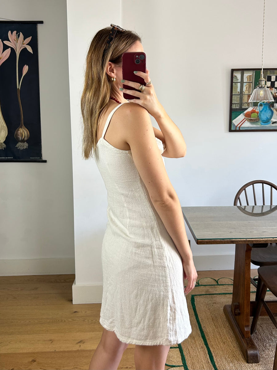 Cream Cotton Mini Dress - UK 8