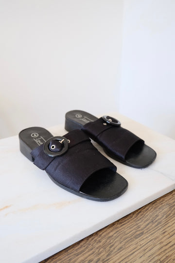Black Buckle Mules - UK 4