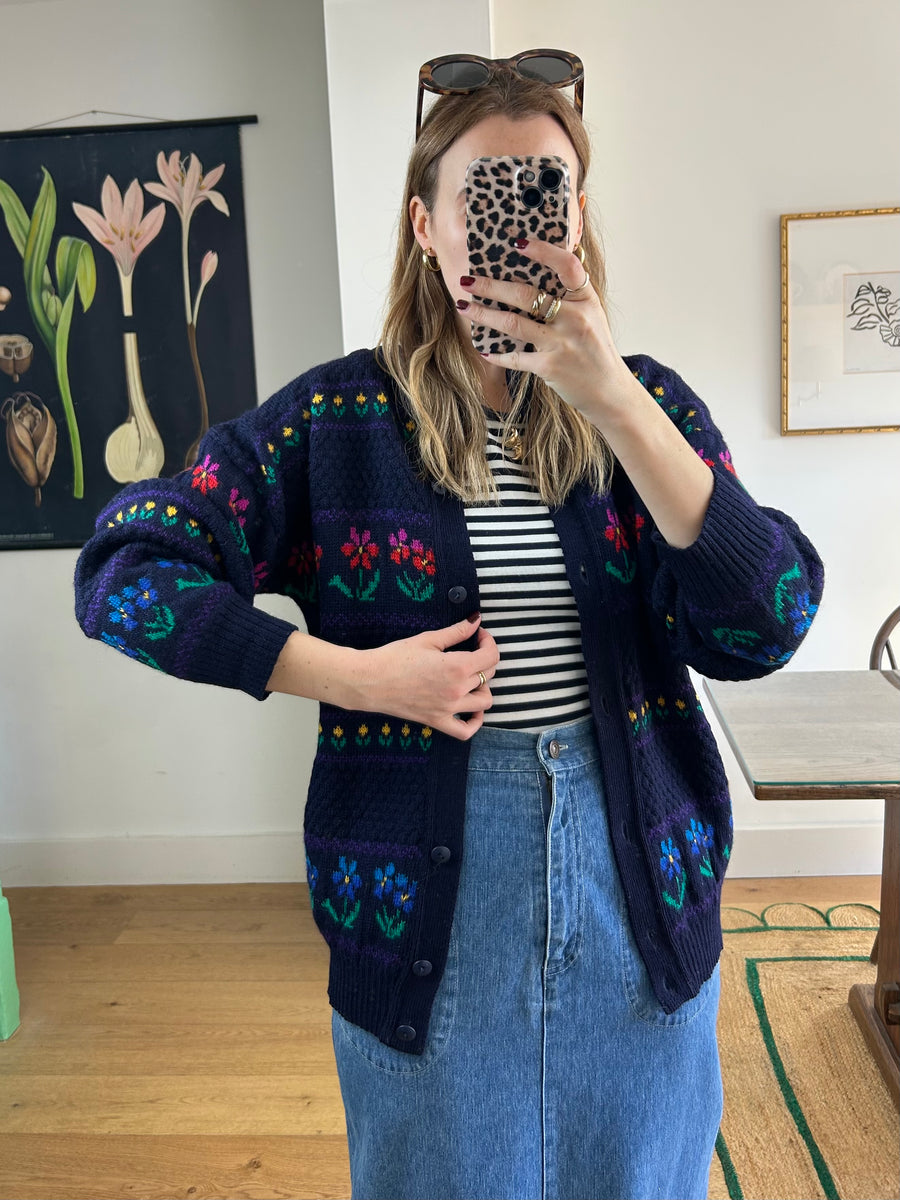 Floral Wool Cardigan - S/M