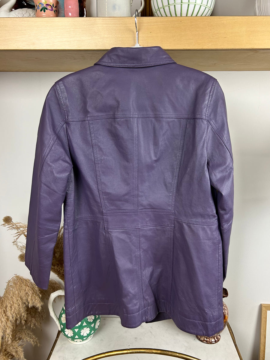 Purple Leather Jacket - S