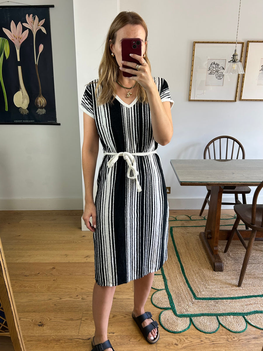 Striped Towelling Dress - UK 10