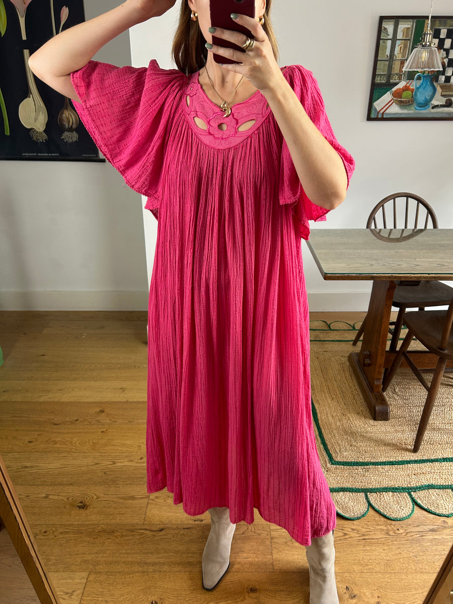 Pink Cotton Maxi Dress - UK 10-14