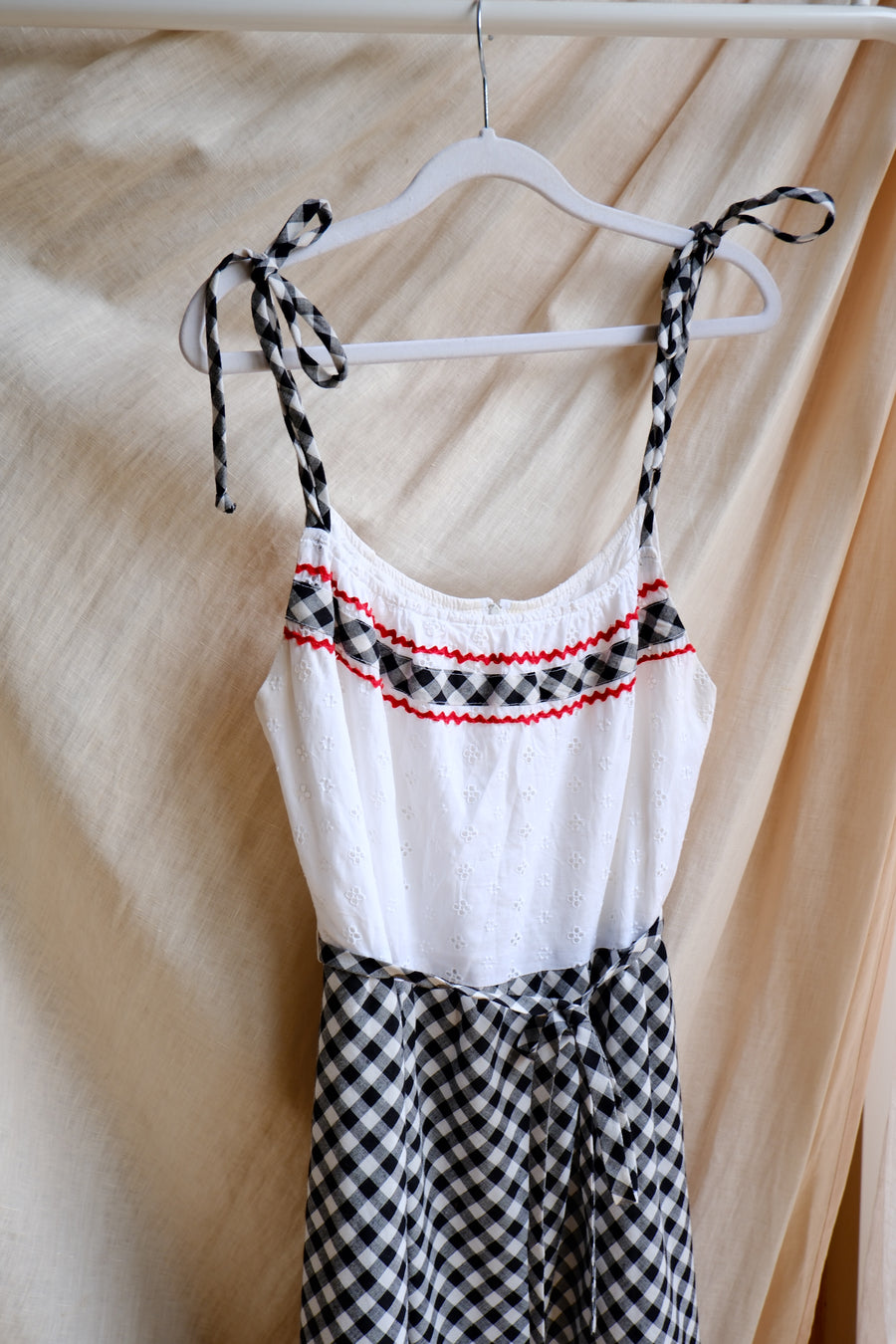 Broderie Anglaise Gingham Dress - UK 10