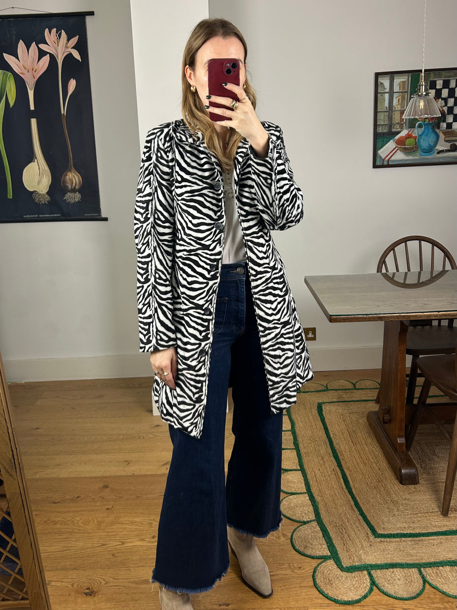 Zebra Faux Fur Jacket - S