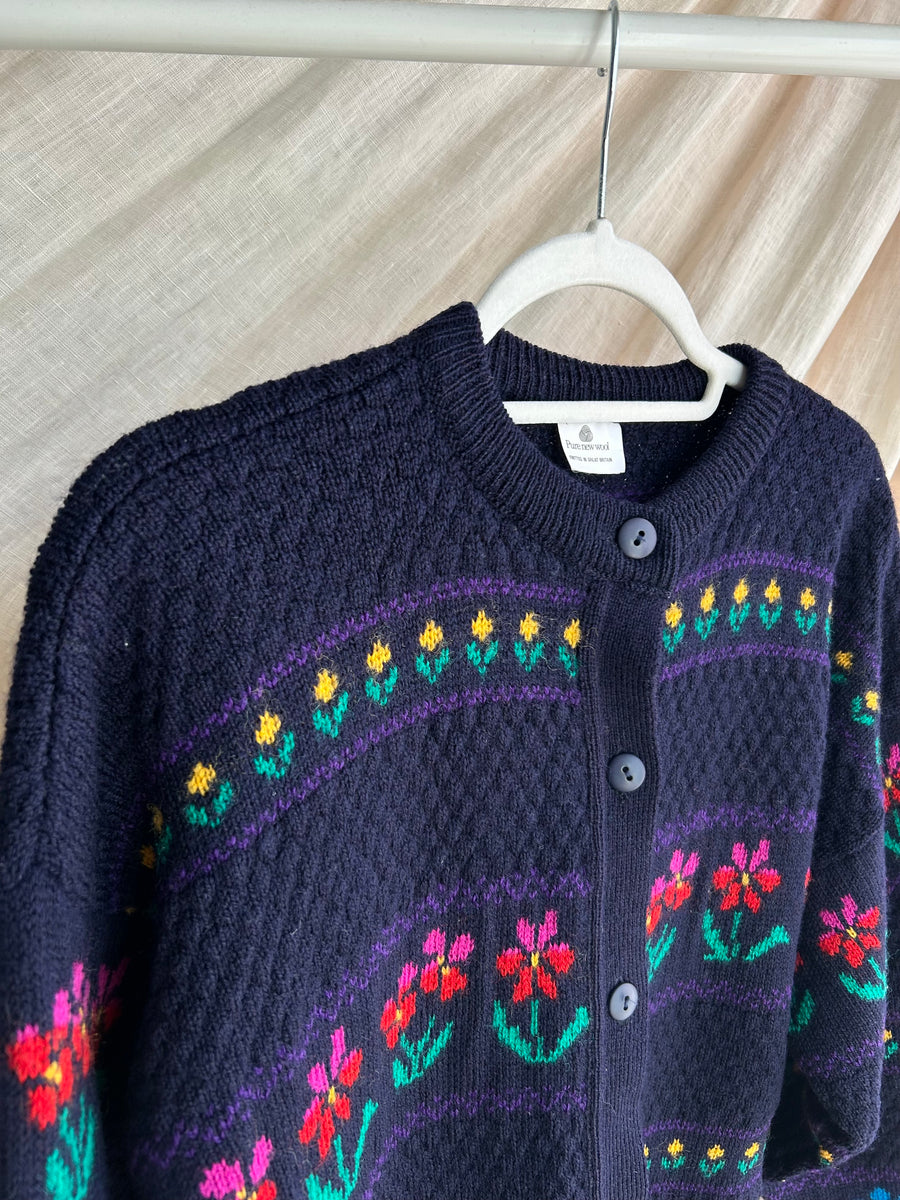 Floral Wool Cardigan - S/M