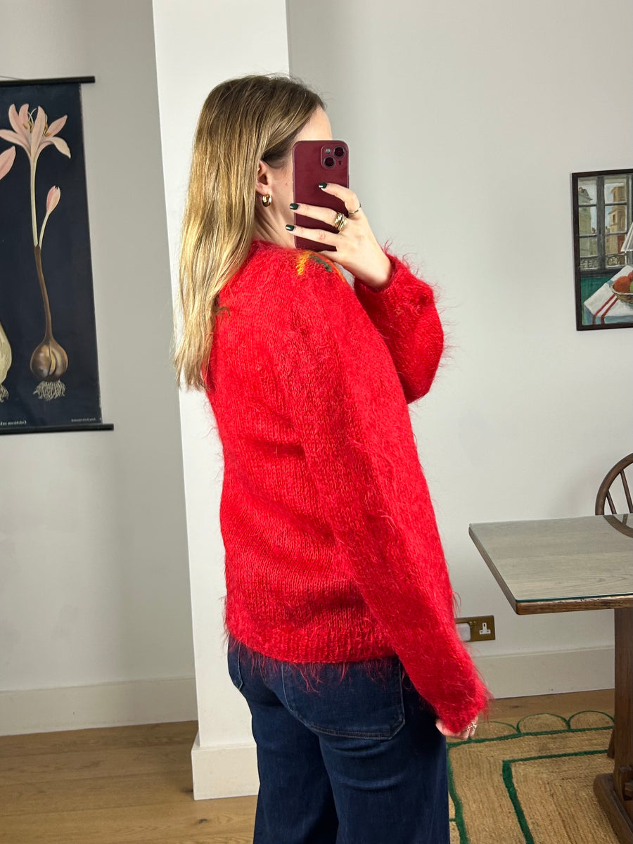 Red Mohair Jumper - S