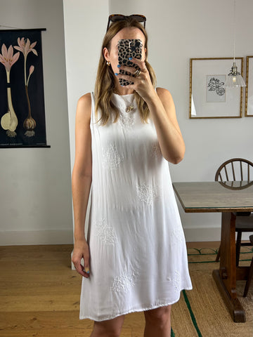 White Embroidered Dress - UK 8-10