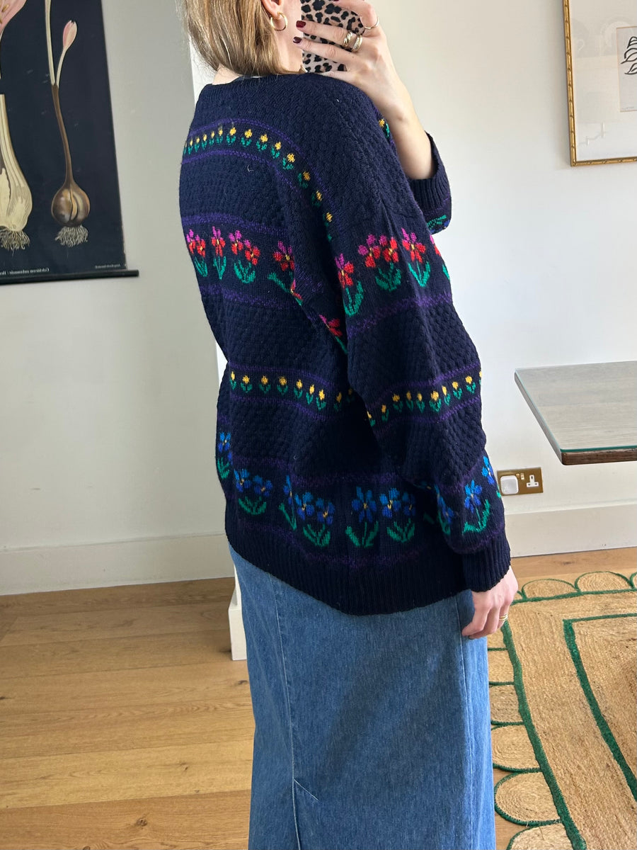 Floral Wool Cardigan - S/M