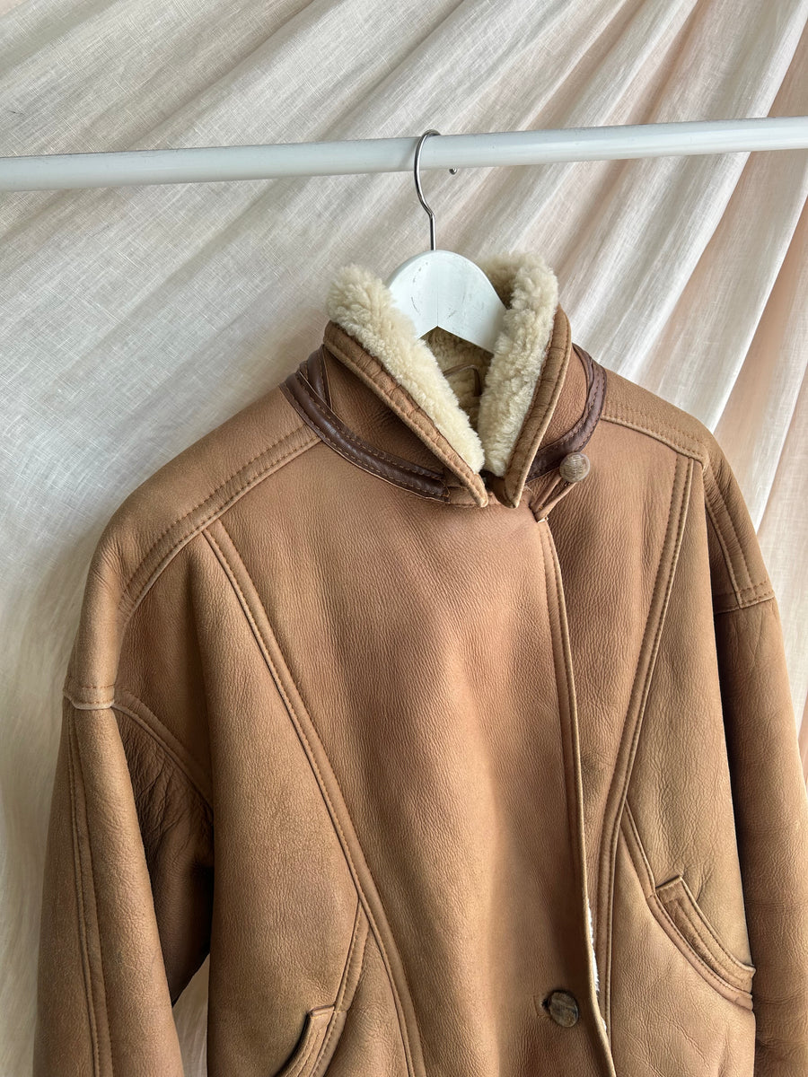 Brown sheepskin coat - S/M