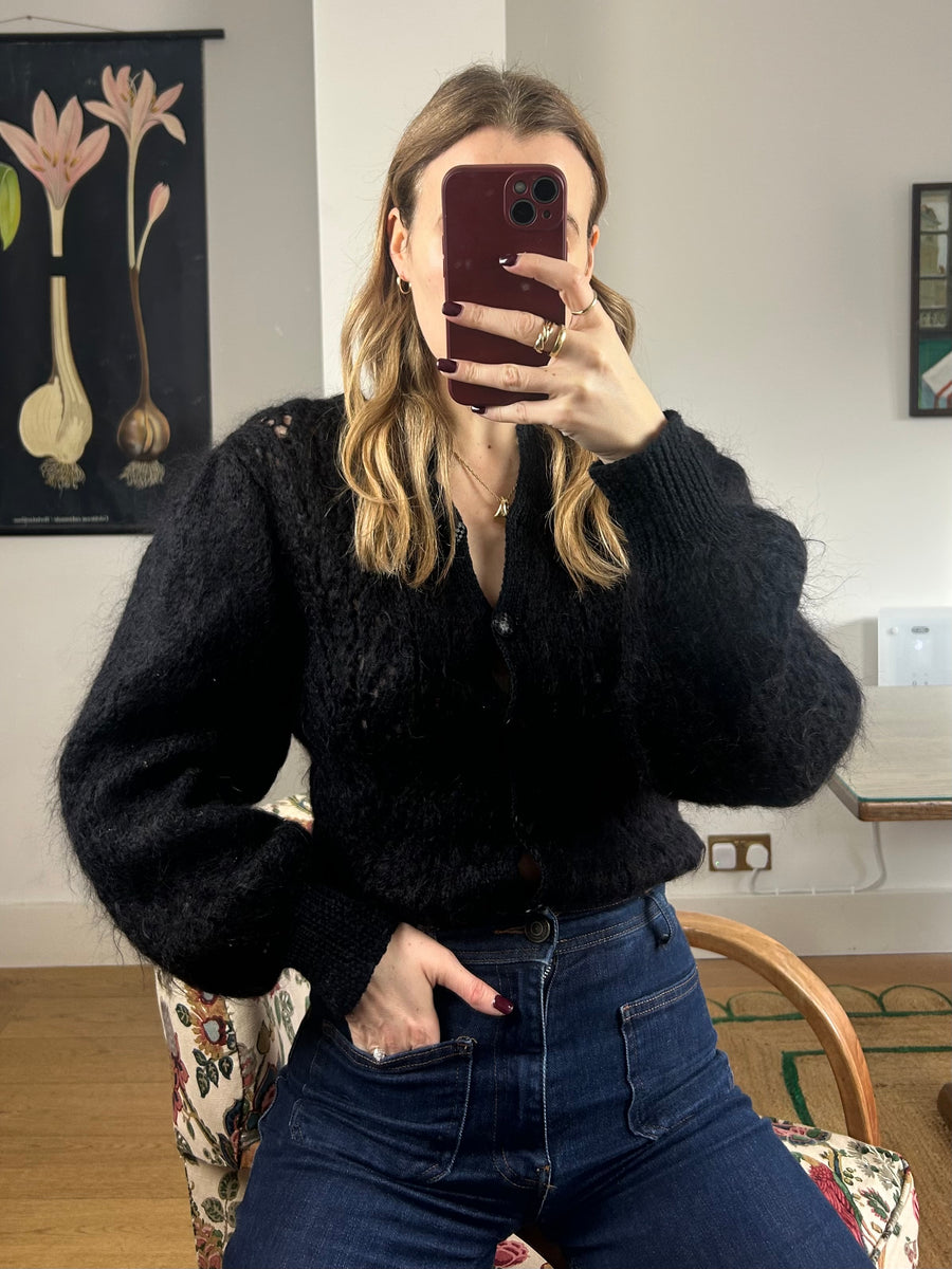 Black Mohair Cardigan - S – VintageInclined
