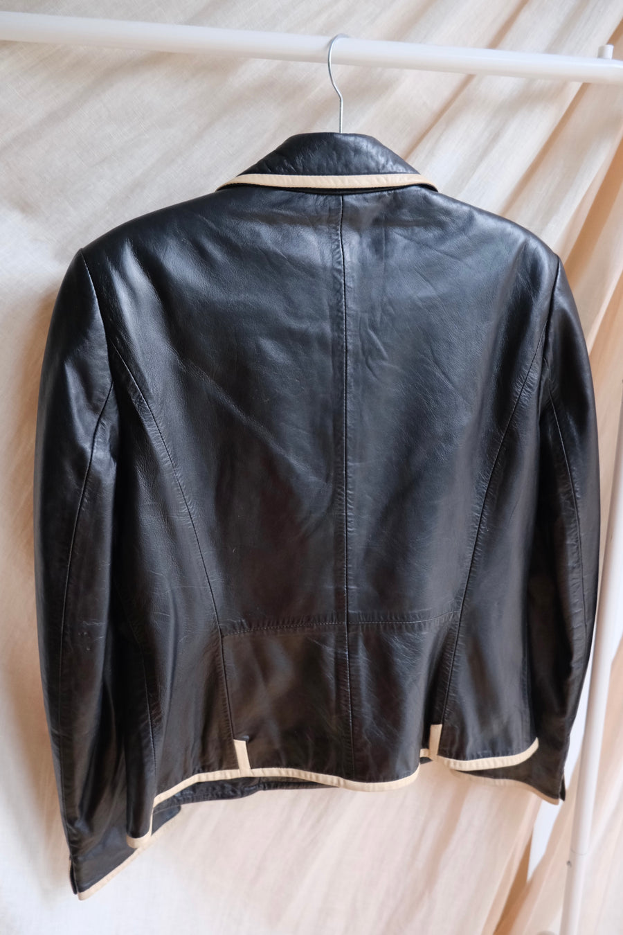 Black & Tan Leather Blazer - S