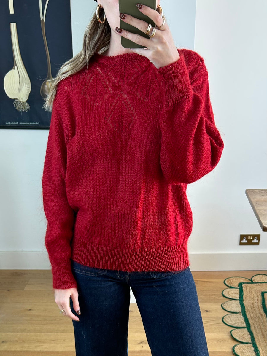 Red Mohair Jumper - M/L