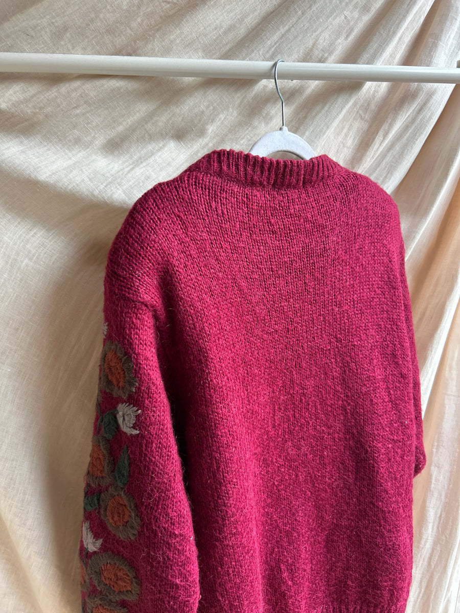 Embroidered Floral Cardigan - M