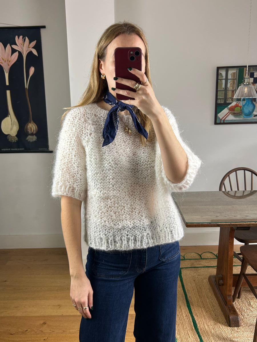 White Mohair Jumper - M