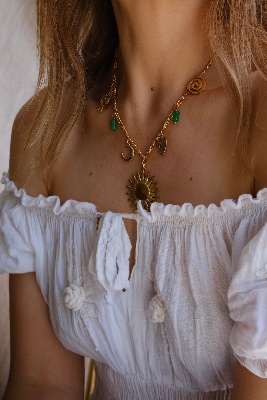 Sun Gold-Plated Charm Necklace