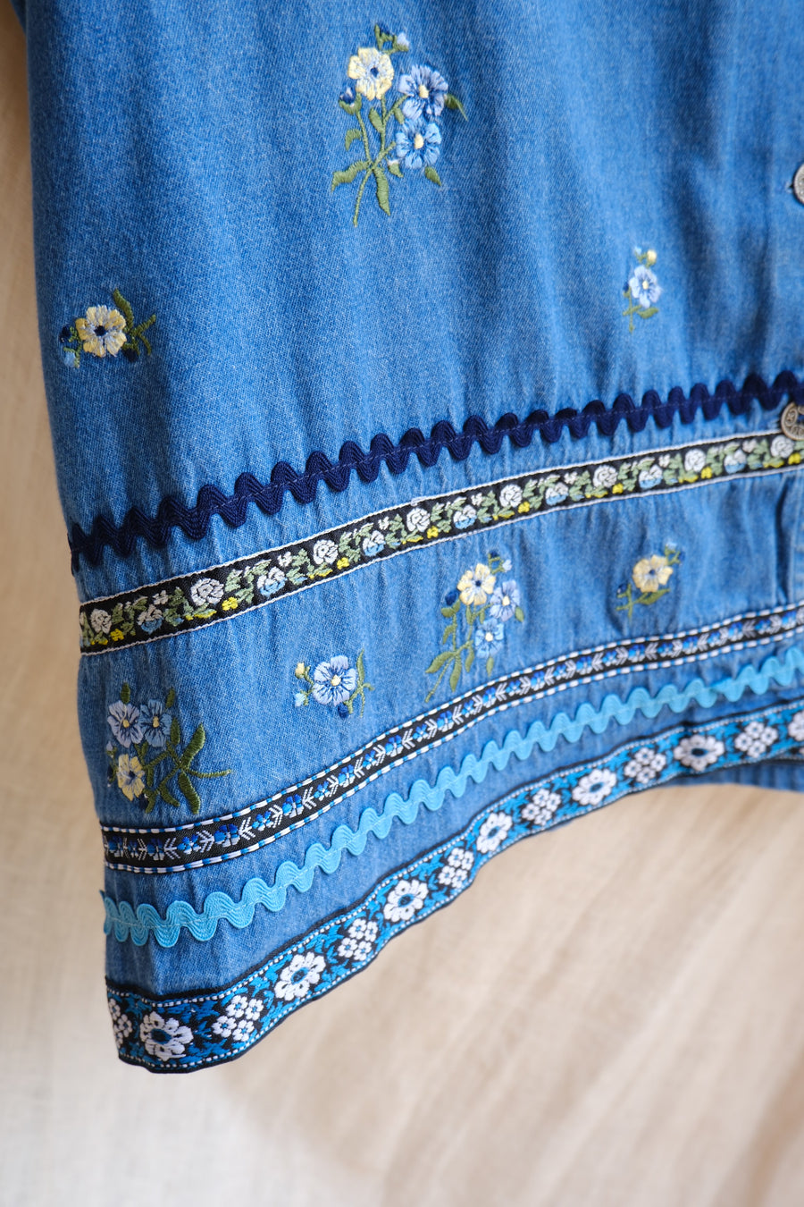 Embroidered Denim Waistcoat - XXL