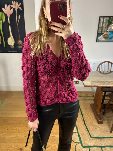 Floral Crochet Cardigan - S