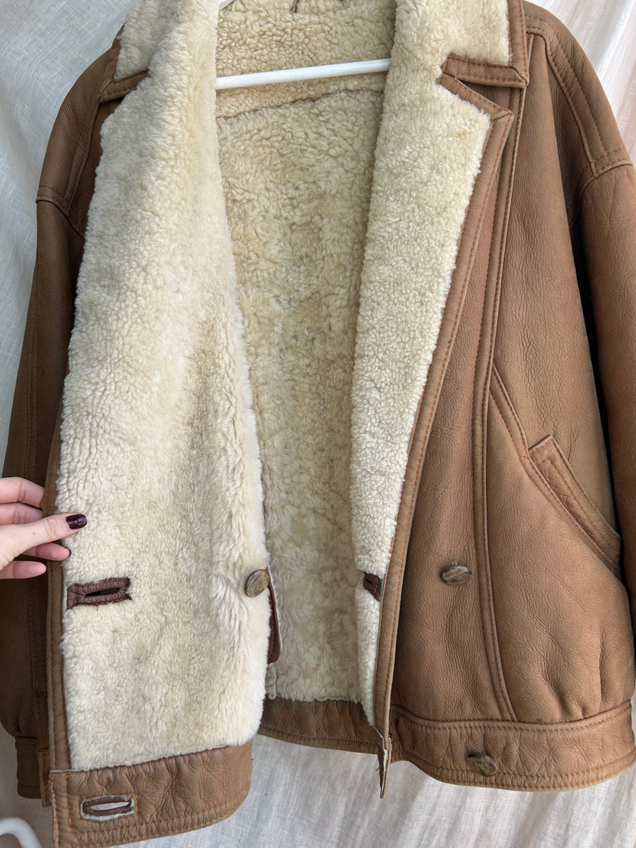 Brown sheepskin coat - S/M
