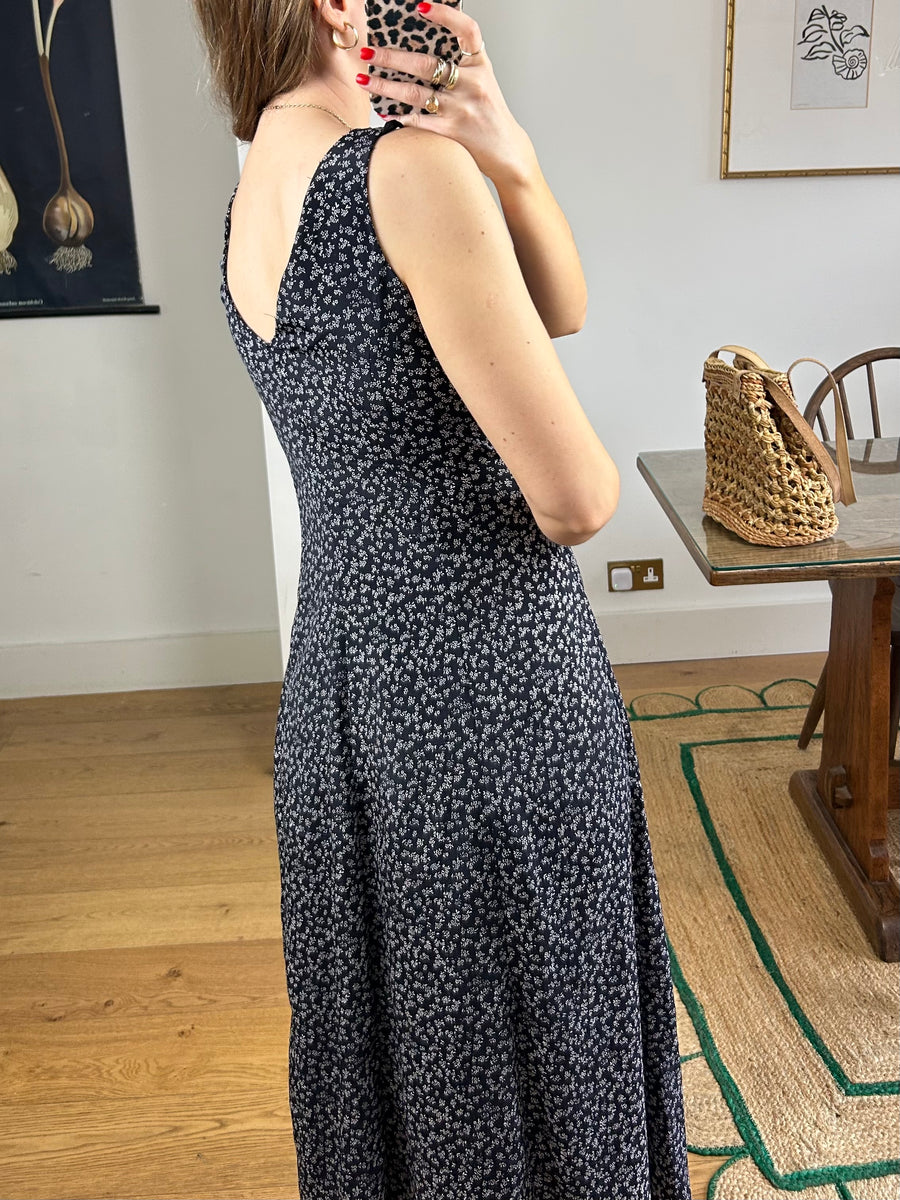 Navy Floral Knotted Dress - UK 12/14