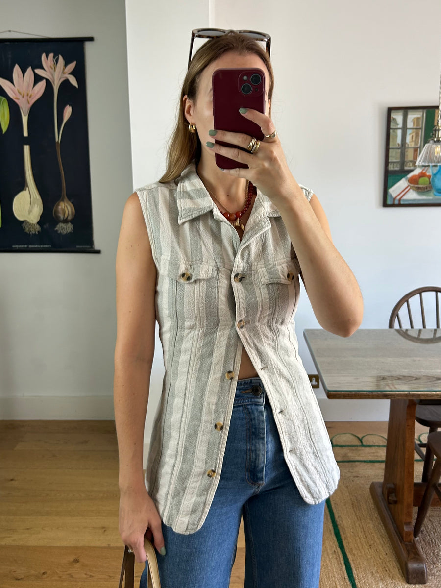 Striped Cotton Waistcoat - S/M