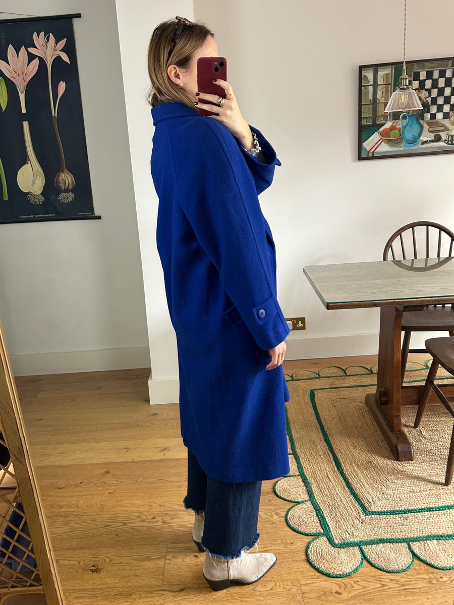 Blue Wool Overcoat - M