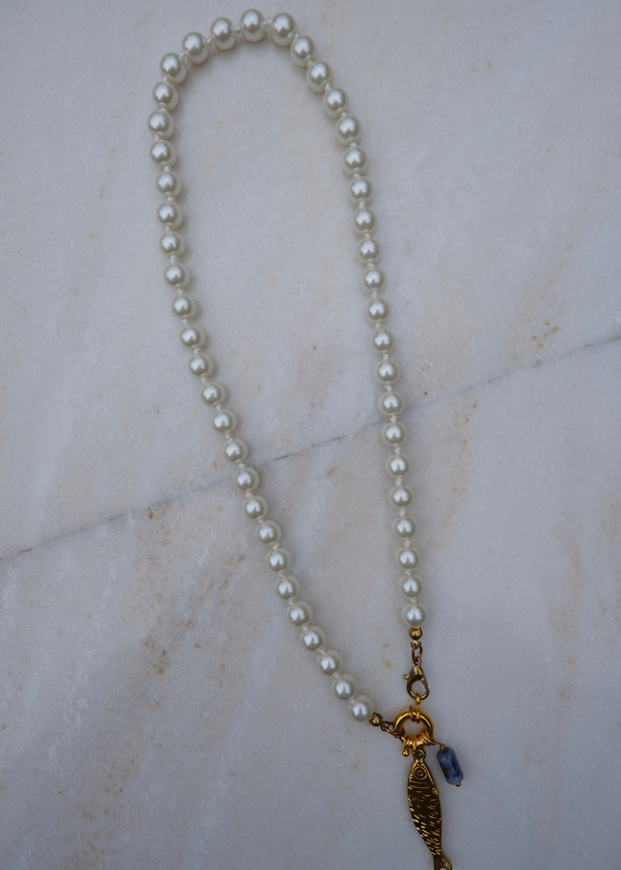 Pearl Fish Pendant Necklace