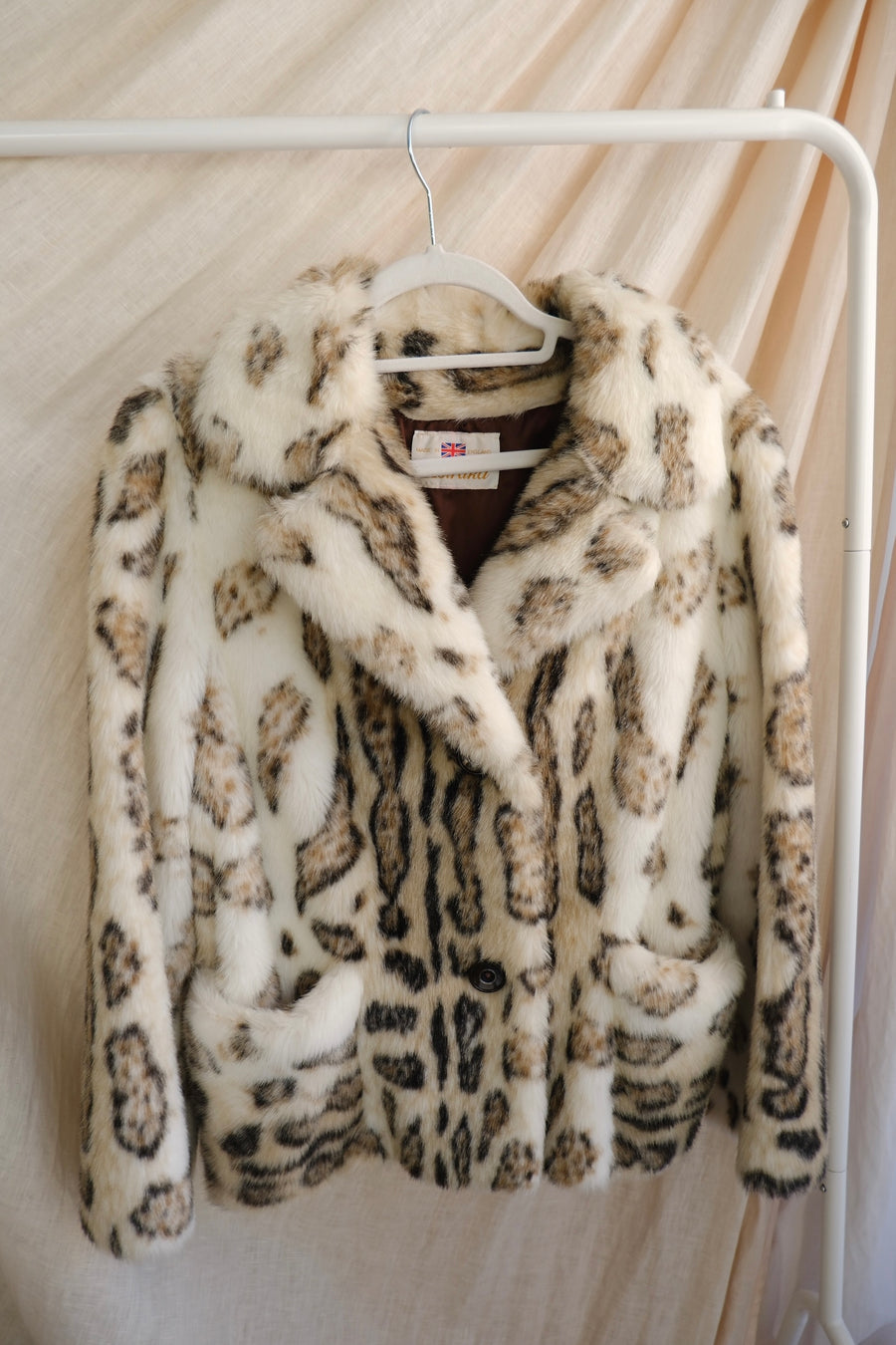 Faux Fur Animal Print Coat - S