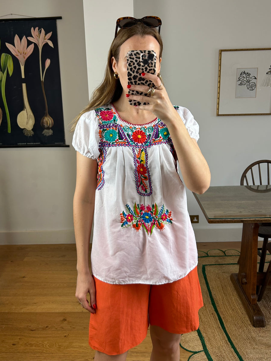 Embroidered Floral Blouse - S
