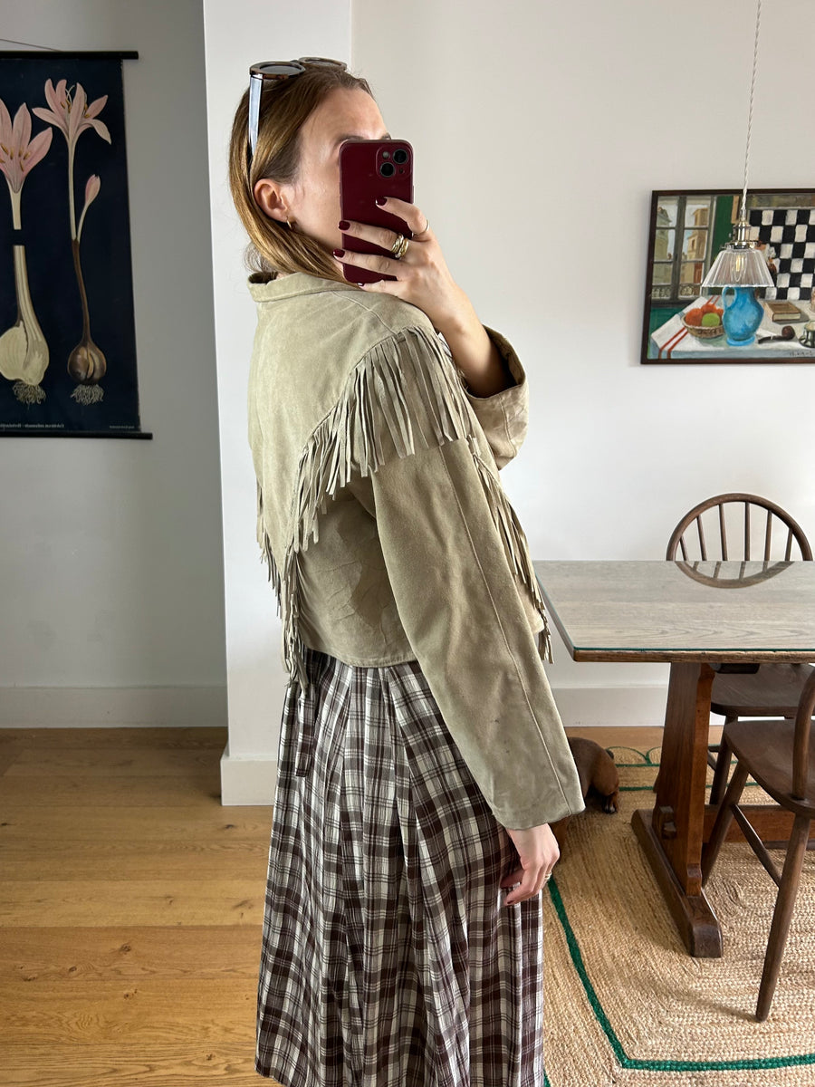 Cropped Suede Tassel Jacket - S-M