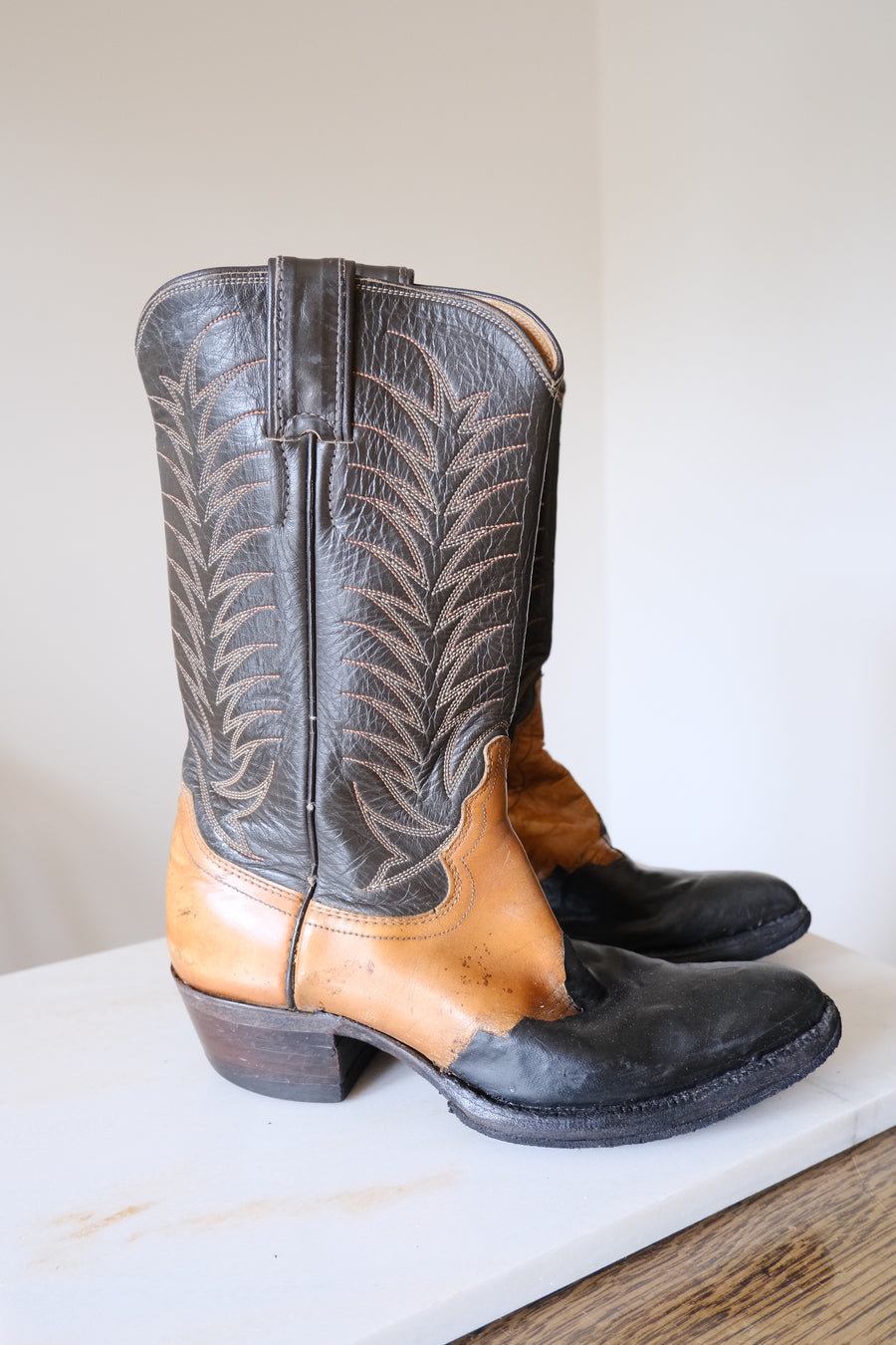 Black & Brown Cowboy Boots - UK 3