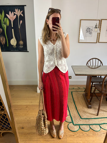 Red Wrap Skirt - UK 8/10