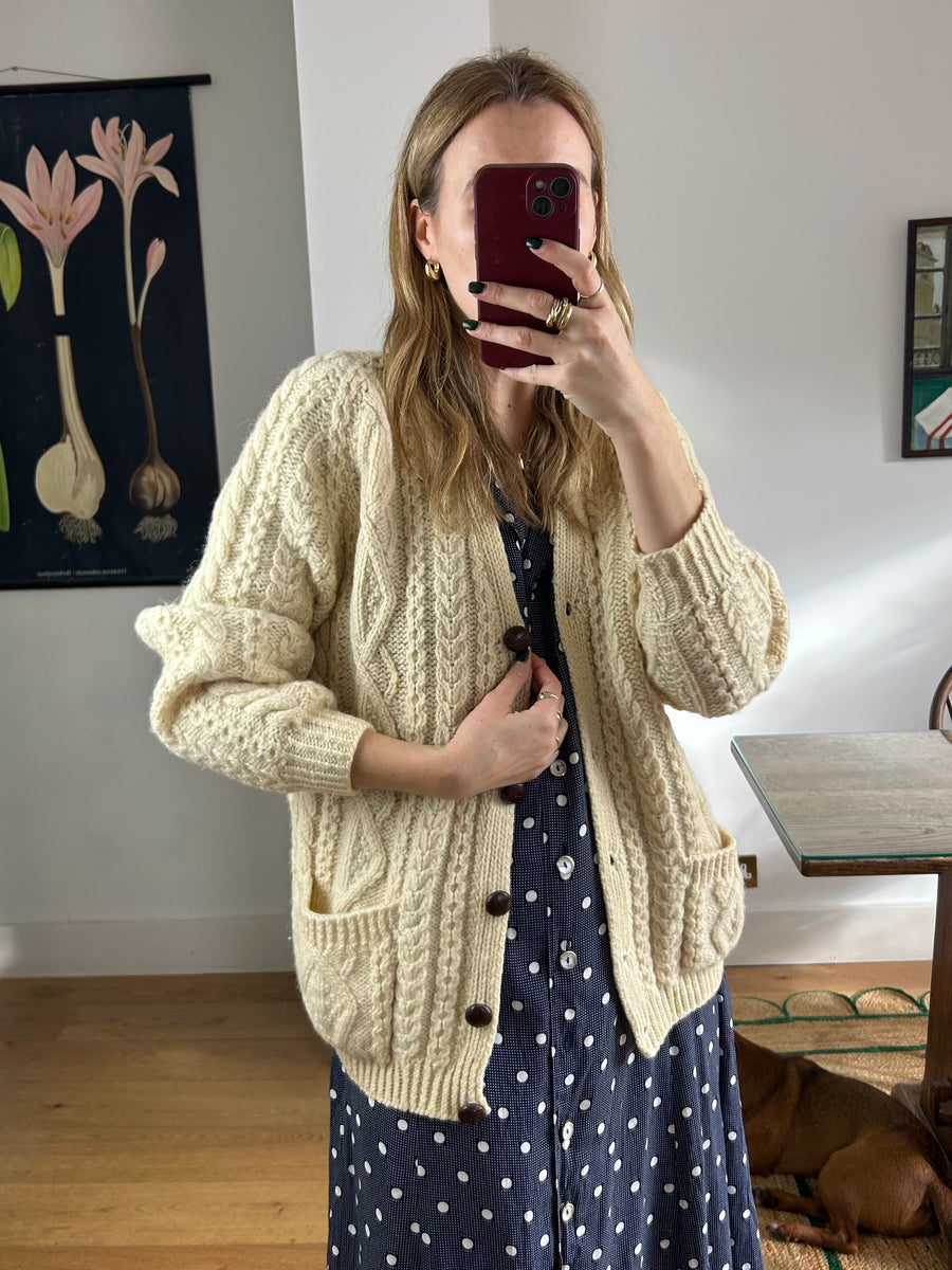 Cable Knit Cardigan - M