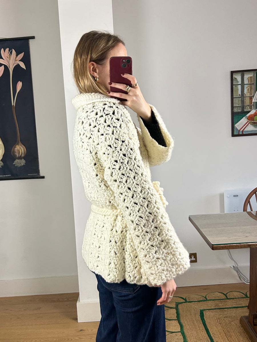 Cream Crochet Cardigan - S-M