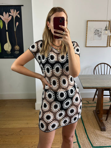 Monochrome Crochet Dress - UK 8/10
