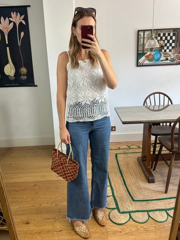 White Crochet Cami - S