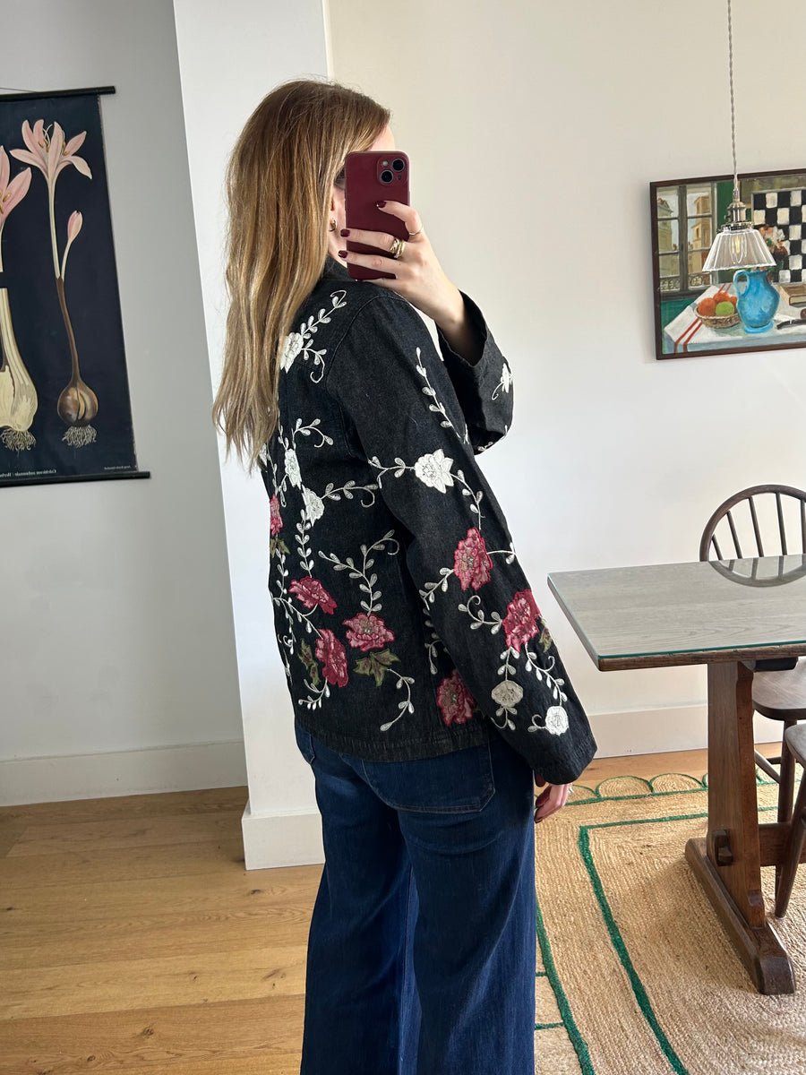 Embroidered Denim Jacket - M