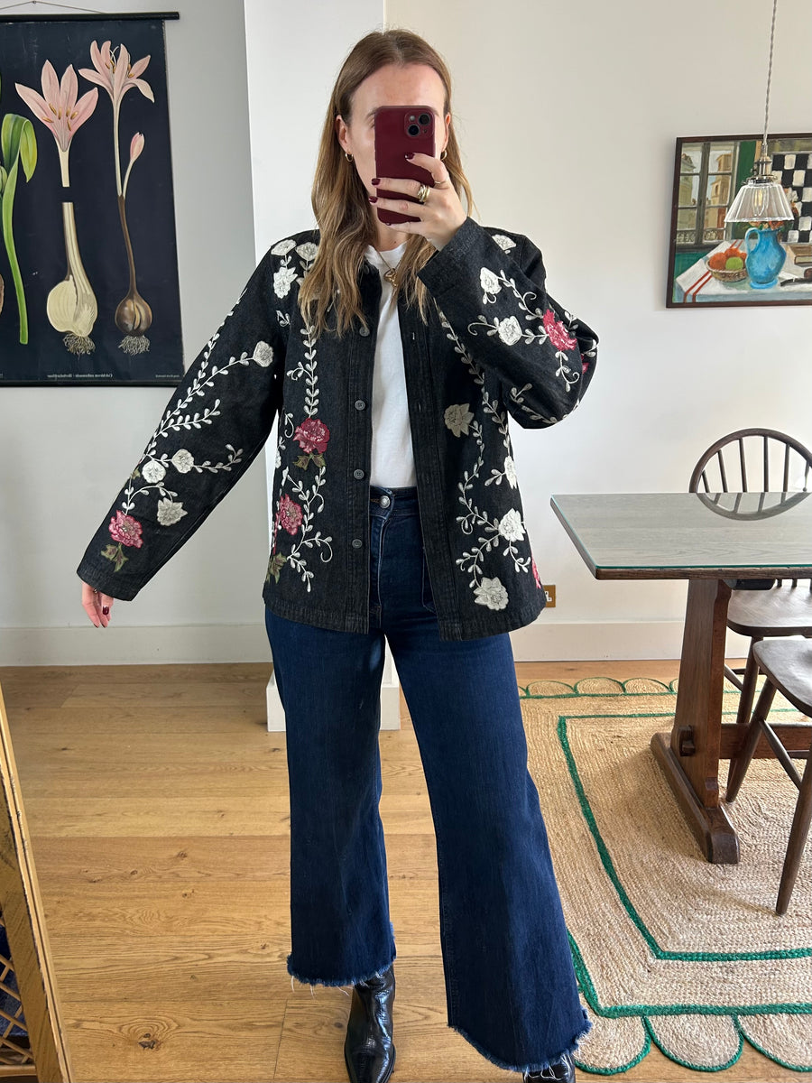 Embroidered Denim Jacket - M