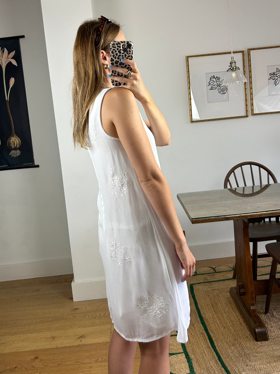White Embroidered Dress - UK 8-10