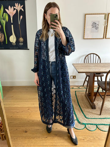 Embroidered Duster Jacket - M