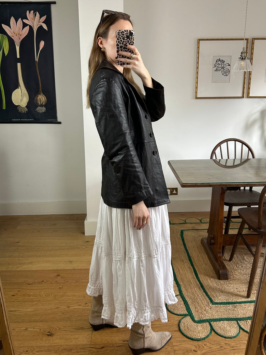 Brown Leather Blazer - S