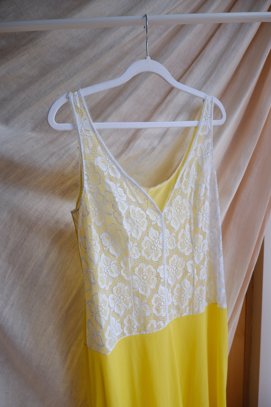 Yellow Lace Slip Dress - UK 10