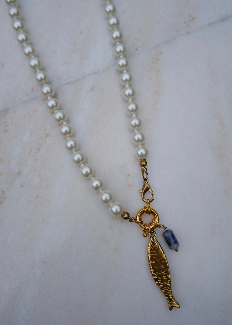 Pearl Fish Pendant Necklace