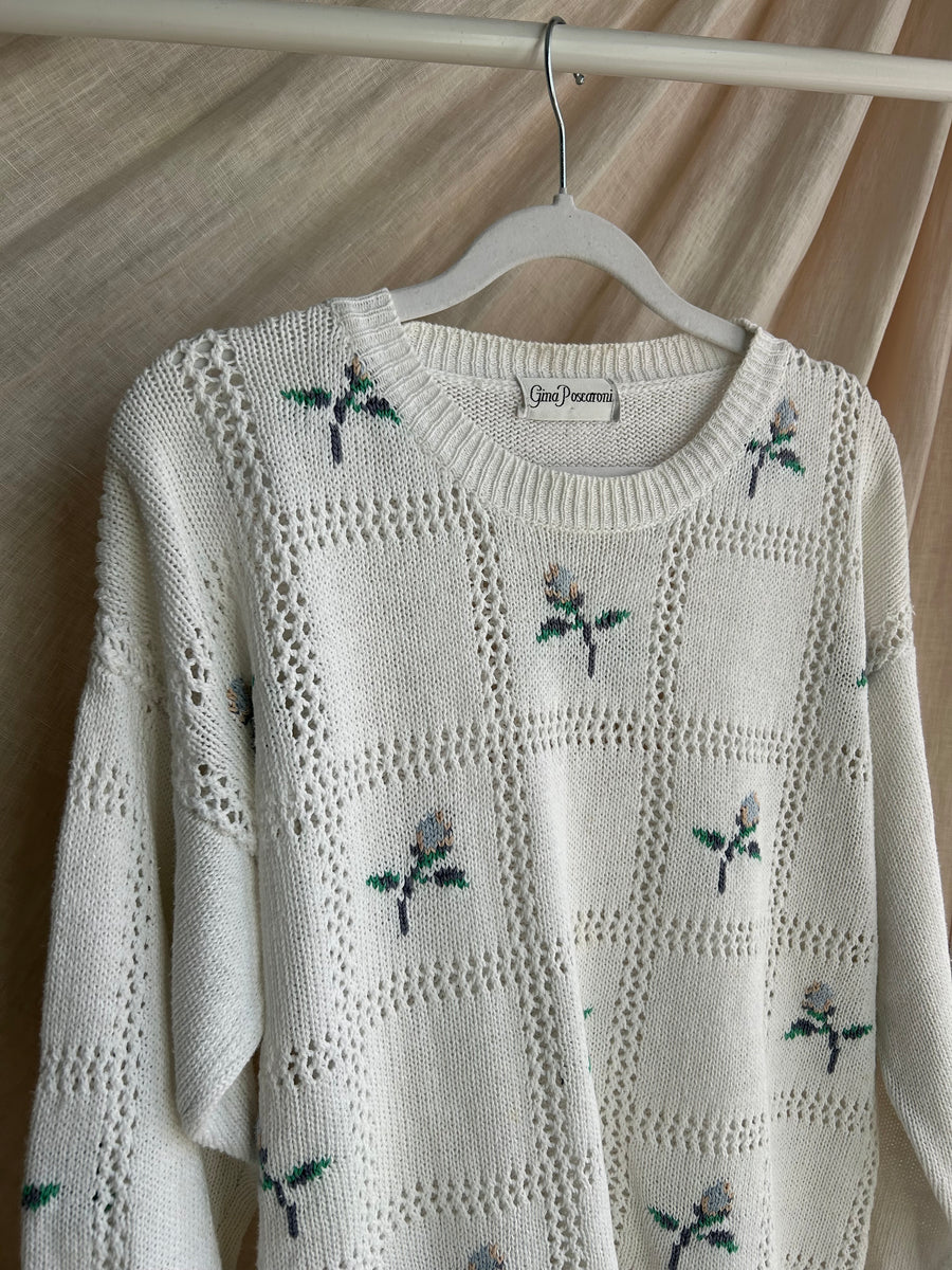 Floral Cotton Knit Jumper - M/L