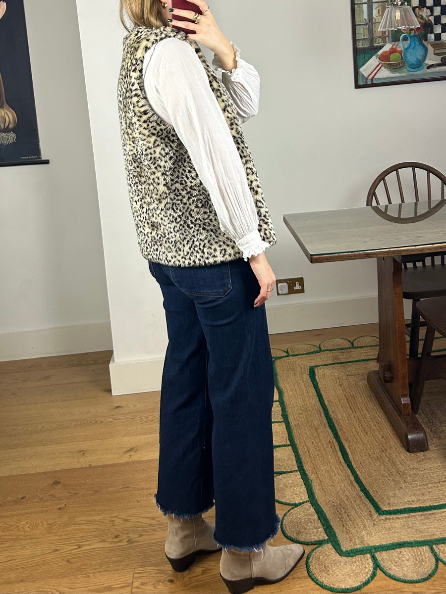 Leopard Faux Fur Gilet - M